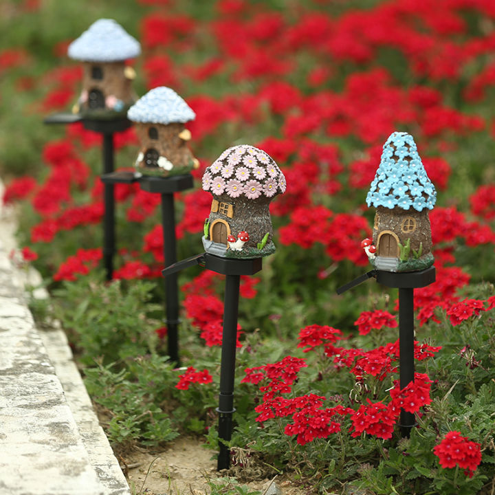 led-solar-lawn-light-multi-craft-miniature-fairy-house-solar-powered-outdoor-decor-led-garden-light-resin-cottage-christmas-lamp