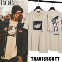 BOB สินค้าพร้อมส่ง สินค้าใหม่ Travis Scott X CACTI ICE TEA  แขนสั้น คู่รัก streetwear แฟชั่น เสื้อยืด เสื้อยืดฤดูร้อน [M-XXL]