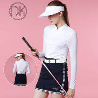 DK Golf เครื่องแต่งกายสุภาพสตรีผ้าไหมน้ำแข็งเสื้อแขนยาว Sun Protected Tops ผู้หญิงสูงเอวแยกกระโปรงเทนนิสดินสอ Skort ชุด