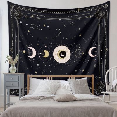 Boho Moon Phase Tapestry Wall Hanging Wall Art Decorations for Living Room Bedroom Black and White Wall Art Tapestry Dorm Decor