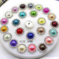 10Pcs/Lot 15MM Shiny button Mix-Colour pearl buttonhole diy girl hair Ribbon accessory Shank Buttons for clothing Free Shipping Haberdashery