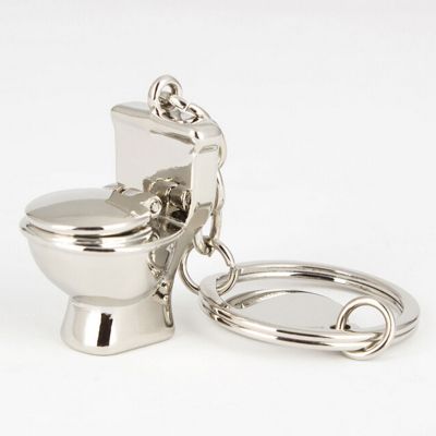 1PC Cute Bathroom Creative Gift Trinket Key Chain Mini Toilet Key Ring Chain Classic 3D Car Keychain
