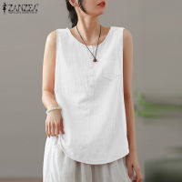 (จัดส่งฟรี)Fancystyle ZANZEA เสื้อกล้ามกระเป๋าด้านหน้าลำลองของผู้หญิง #8,เสื้อสายเดี่ยวทรงหลวมติดกระดุม