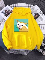 Coughing Cat Meme Naughty Cartoon Cat Sticking Out Tongue Women Hooded Fashion Warm Sweatshirts Loose Fleece Tracksuit Sweat Size Xxs-4Xl