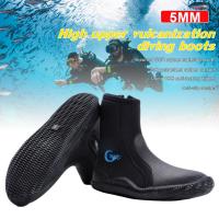 1 Pair 5mm Diving Boot High Top Snorkeling Socks Hard Rubber Sole Non-slip Wear-resistant Emergency Shoes Dropship