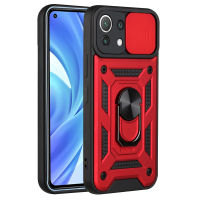 Mi11i Case Armor Shockproof Coque For Xiaomi Mi 11 Lite 11Lite Light 11i Car Magnetic Ring Stand Push Pull Camera Protect Shell