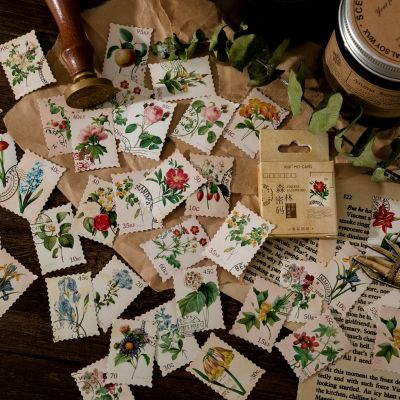45Pcs/pack Herbal Plants Decorative Stickers Scrapbooking Stick Label Diary Stationery Album Bullet Journal Stickers Stickers Labels