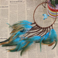 【cw】MS7003 New Turquoise Dreamcatcher Single Ring Feather Ornaments Creative Eye Balcony Living Room Bedroom Pendants ！