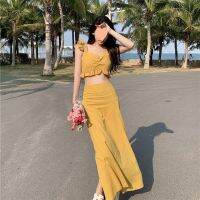 The seaside holiday suit beach show thin fashion Bohemian vest matchs skirts leisure two-piece outfit