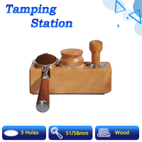 3 holes Wooden Tamping Station Tamper Holder Barista Coffee Accessorie 3 หลุมไม้ แท่นวางแทมเปอร์ ที่วางด้ามชง ที่วางแทมเปอร์ กดกาแฟ Tamper Holder Barista 58 มม.ไม้กาแฟ