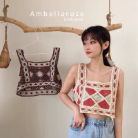 ?Ambella ครอปเสื้อกล้าม?พร้อมส่งเสื้อกล้าม แนวชิคๆ ทรงครอป ใส่แมทช์กับยีนส์ หรือขาสั้น ขายยาวได้หมด เสื้อโบฮีเมียน เสื้อครอป CRPBO