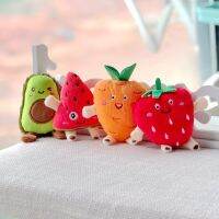 Cartoon Simulation Fruit Key Chain Avocado Watermelon Strawberry Carrot Plush Key Ring Children Backpack Bag Purse Pendant Gift