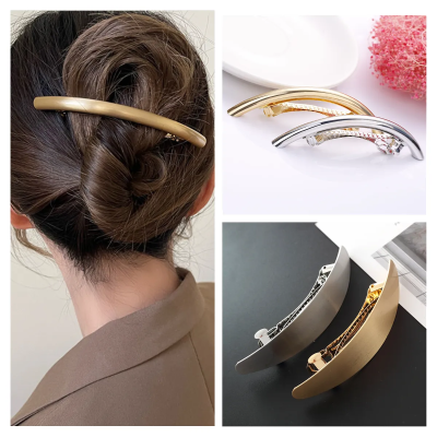 High Ponytail Headdress Metal Hair Clip Makeup Hairgrip Oval Hair Clip Arc Tube Hairpins Gold Hair Clip