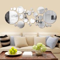 Autocollant mural miroir rond 3D fond TV bricolage autocollants de salon décoration murale pour chambre à coucher décoration dintérieur 26 pièces 32 pièces 15cm