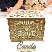DIY Wooden Wedding Cards Storage Box Invitation Letter Container Party Supplies