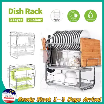 Dropship Dish Drying Rack; Dish Rack 2 Tier Large Dish Drying Rack With  Utensil Holder; Cutting Board Holder And Dish Drainer For Kitchen Counter  Storage; Black to Sell Online at a Lower