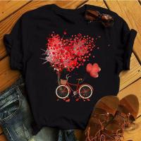 Women Bicycle Black T Shirt Girl Harajuku Korean Style Graphic Tops Kawaii Female T-shirt Tops Women T Shirt Drop Ship