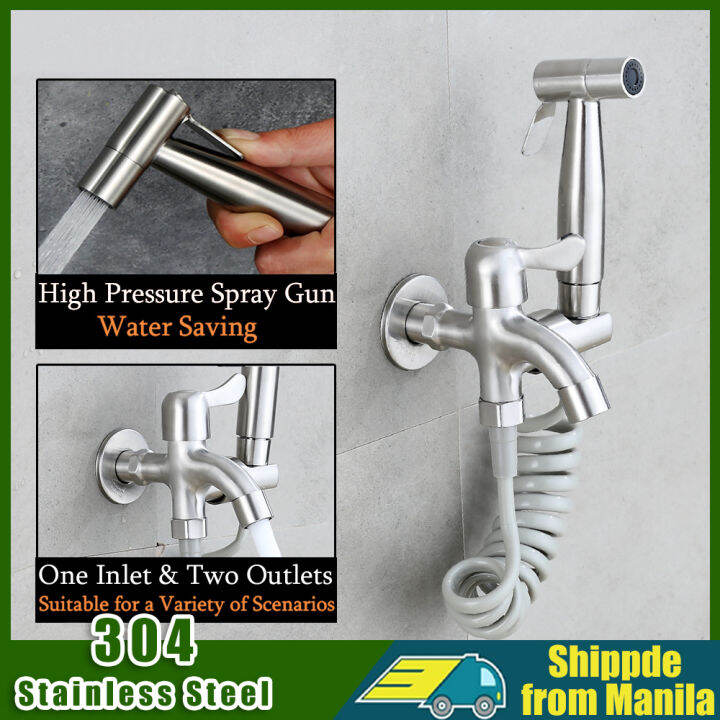 faucet bidet spray toilet set 304 stainless steel 2 in 1 wall mounted