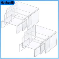 HOTSUN56 2 Sets โปร่งใสโปร่งใส ตัวยกจอแสดงผลอะคริลิค สี่เหลี่ยมมุมฉาก ชั้นวางจิวเวอรี่ ตกแต่งโต๊ะ ขาตั้งจอแสดงผลที่ชัดเจน คอลเลกชันตัวเลขป๊อป