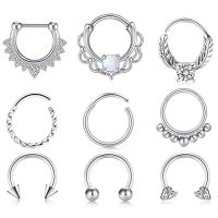 WKOUD 1Pcs Septum Rings Hoop Nose Ring Horseshoe Stainless Steel Cartilage Earrings Hoop Helix Tragus Septum Piercing Jewerly Body jewellery