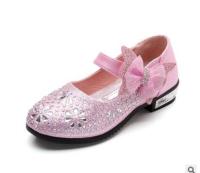 New Childrens Little Girl High Heel Rhinestone Gold Blue Silver Princess Shoes For Girls Kids School Wedding Party Dress Shoes