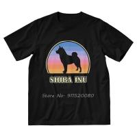 Shiba Inu Vintage Sunset Dog T-Shirts Men Novelty T Shirt Cryptocurrency Tshirts Cotton Tees Top Gift Harajuku Streetwear