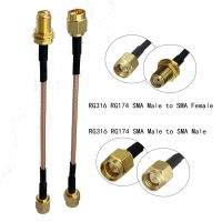 1Pcs RG316 RG174 Cable SMA to SMA Male Plug &amp; Female Jack Nut Bulkhead Connector RF Jumper Pigtail Wire Terminal 4inch~10FT Electrical Connectors