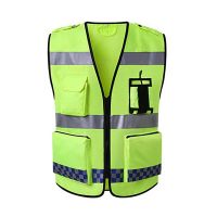 2022 High Visibility Reflective Safety Vest Safety Clothing Work Reflective Vest Multi Pockets Workwear Safety Waistcoat Men