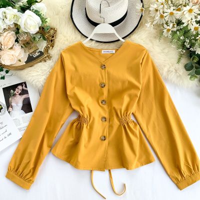 korean style women ladies chiffon shirt blouse baju baju wanita lengan panjang