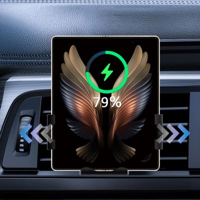 จอพับได้ที่ชาร์จไร้สายสำหรับใช้ในรถตัวยึดเครื่องชาร์จโทรศัพท์ Qi Fast 15W สำหรับ Galaxy Z Fold 3 2 13 Pro Max Mate X