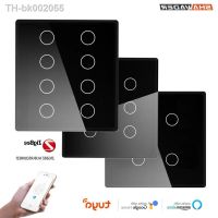 ☃┇ Shawader Zigbee 4x4 Brazil Touch Sensor Glass Panel Light Switch Tuya Smart Life App 4/6/8 Gang Remote by Alexa Dot Google Home