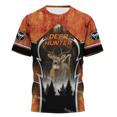 New Summer Hunting Deer Animal 3D Printing Mens T Shirt Outdoor Unisex Sports Street Short-sleeved Fashion O-neck  T-shirt