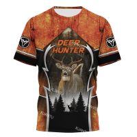 2023 newNew Summer Hunting Deer Animal 3D Printing Mens T Shirt Outdoor Unisex Sports Street Short-sleeved Fashion O-neck T-shirt