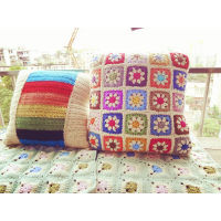 Crochet Hook Bolster Flower Cushion Core Sofa Car Back Cushion Crochet Bed Cushion Decor Photography Accessories 38*38CM