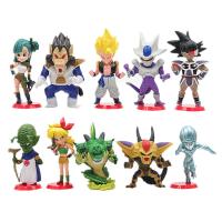 10 Pcs/Set Dragon Ball Mini Figure 7.5-9Cm Vegeta Giant Ape Form Ranchi Bulma God Shadow Dragon Animation Doll Model