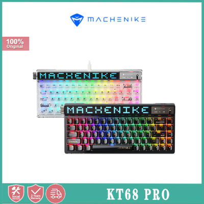 Machenike KT68 Pro สมาร์ทหน้าจอใสคีย์บอร์ดแบบกลไก65% ฟอร์มแฟคเตอร์ Gateron ขั้วโลกเหนือ2.0สวิตช์คีย์บอร์ดบลูทูธไร้สาย Swapable RGB Backlit Tri-Mode