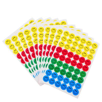 New Cute 10 sheets (540pcs) Colourful Round Smile Face Stickers Decal Kids Children Teacher Praise Merit office