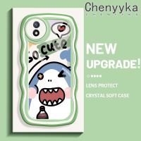 Chenyyka เคสสำหรับ VIVO Y02 เคสการ์ตูตูน ฉลามน่ารักใหม่มาการองคอลอว์คลื่นขอบกันกระแทกใสนิ่มเคสมือถือโปร่งใส กล้องถ่ายรูปที่สร้างสรรค์เคสซิลิกาเจลฝาครอบป้องกัน