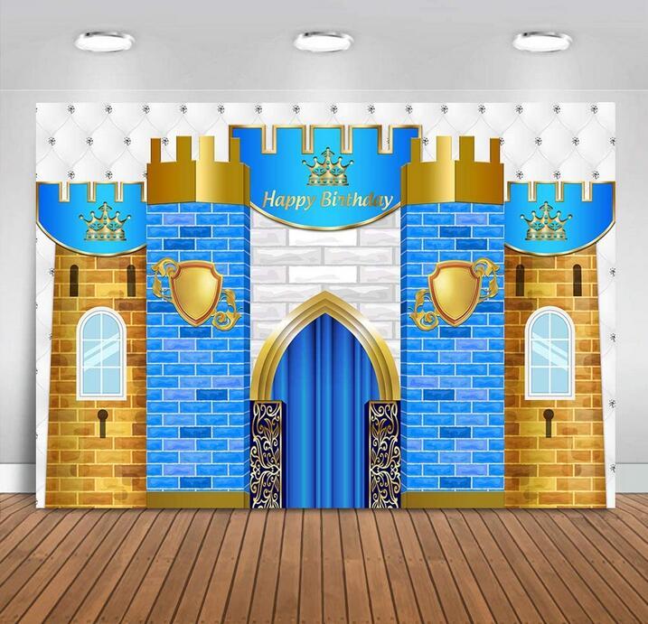 Royal Prince Birthday Backdrop Castle Brick Wall Happy Birthday Party