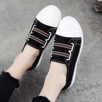 【Ready Stock】 ♂▦ C39 Ready Stock? New Spring Women White Shoes Students Leisure Flat Bottom Strip Canvas Shoe