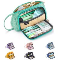 Angoo [Pure] color Pen Pencil bag Multi Layer Large Case Stationery Organizer Travel Markup Storage School Student gift F443