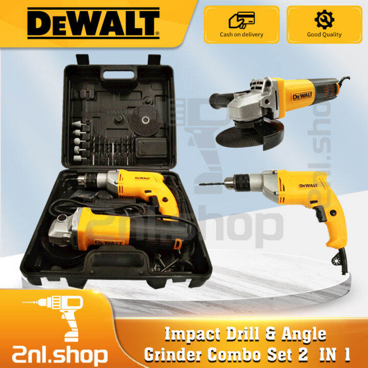 2in1 SET DRILL and GRINDER in a BOX (yellow) Lazada PH