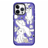《KIKI》Original glitter CASE.TIFY Cute Phone Case for iphone 14 14plus 14pro 14promax 11 12 13promax High-end shockproof hard case Cartoon dog and cat doodle 2023 Official New Design Luxury Style Purple