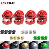 AUTCOAT 4Pcs/Set Skull Skeleton Head Car Wheel Tire Air Valve Stem Cap Dust Covers Personality Tire Valve Cap