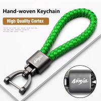 ☈ Green For Kawasaki Ninja 250 300 400 650 1000 ZX6R ZX10R ZX14R Accessories Motorcycle Braided Rope Keyring Metal Keychain