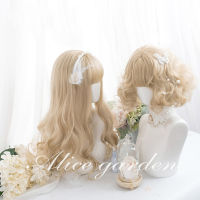 Lolita Wigs Woman Hair Curly Wavy Cosplay Party Wig Halloween Harajuku Wigs Milk Tea Pudding Snowy Heat Resistant Synthetic Hair