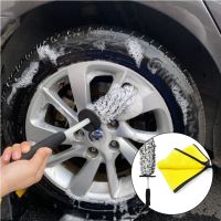 Car Wash Portable Microfiber Wheel Tire Rim Brush Car Wheel Wash Cleaning Towel Set With Handle Auto Washing Detailing Tools