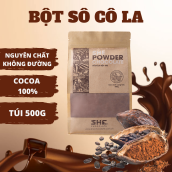 [HCM][Bột Socola nguyên chất KHÔNG ĐƯỜNG] - Bột Socola Nguyên Chất 100% SHE Chocolate - Túi 500g - Làm bánh pha chế tiện lợi dễ sử dụng. Cung cấp dinh dưỡng cho cơ thể
