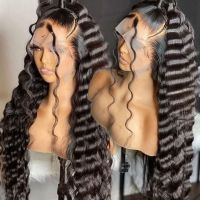 Human Hair Loose Deep Wave Wig, Transparent 360 Full Lace Front Wigs , glueless virgin zilian pre pluck lace human hair wigs