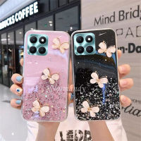 เคสโทรศัพท์2023ใหม่สำหรับ Honor X6a 4G HONOR X5 Plus X6A 4G 5G เคสผีเสื้อคริสตัลสามมิติเคสด้านหลังทำจากซิลิโคนประกายท้องฟ้าฝาครอบเคสกันกระแทกทีพียูนุ่มโปร่งใส